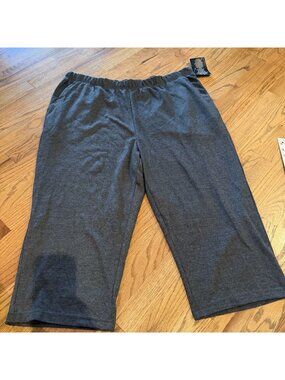 WOMAN WITHIN WOMENS CROPPED GRAY PULL ON PANTS 22/24 1X NEW